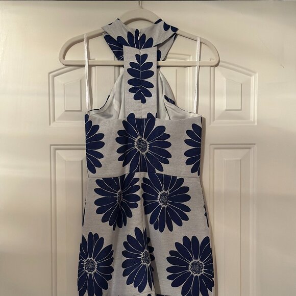 Anthropologie/Hutch Dress Size 2 Halter neckline Fit Flare Ruffle Blue and Dress - Picture 3 of 5